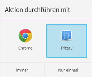 Wählen Sie die Trittau.app als Standard zum Öffnen der Links.